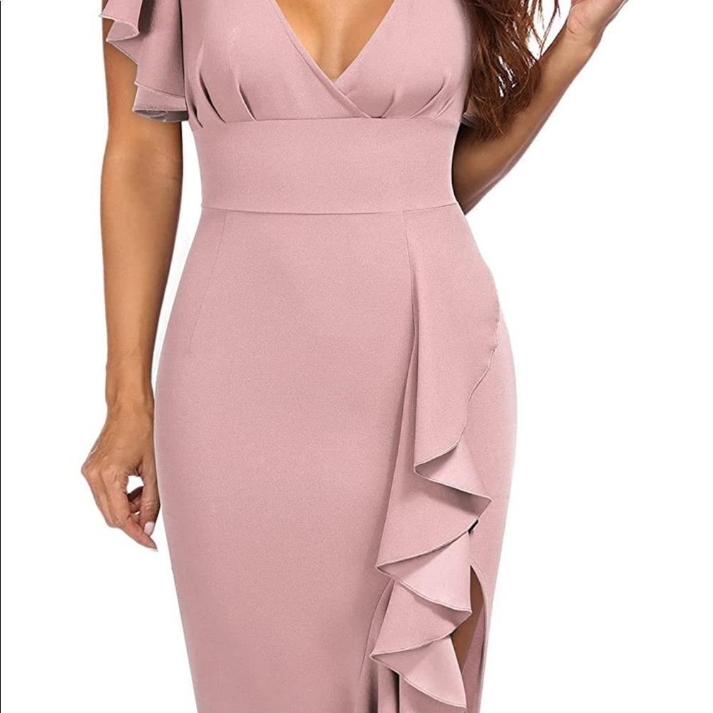 Beautiful Blush fitted ruffle dress